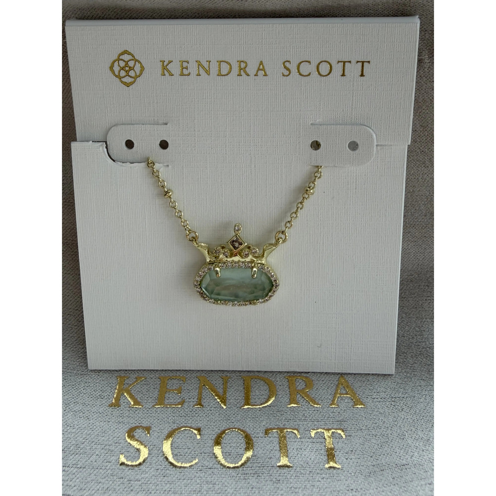 Kendra Scott Green Crown Pendant Necklace